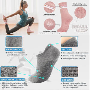 جودة عالية طاقم ضبابي الكاحل شعار مصمم غريبي النساء ضغط القطن الرياضة مكافحة زلة مخصص اليوغا بيلاتيس قبضة الجوارب - Product Image 3