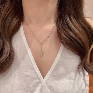 Collar 925 plata esterlina moissanite dos tonos Plata de Ley 925 joyeria de plata 925 collar de plata 925 esterlina - Product Image 1