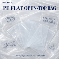 Sac plat en PE transparent, résistant, épais, imperméable, anti-humidité, à ouverture large, pour l'emballage de bonbons et de boissons, vente en gros