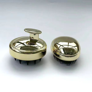 Meilleure vente Compact cheveux cuir chevelu masseur shampooing brosse plaqué or poignée souple Silicone dents Scratch tête caractéristique Nylon - Product Image 2