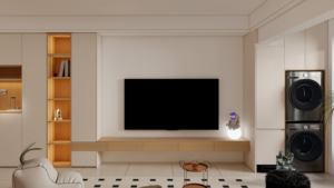 Mobile <span class=keywords><strong>TV</strong></span> Moderno in Legno con Ampie Mensole, Design Robusto da Parete, Finitura Eco-Friendly, Adatto per <span class=keywords><strong>TV</strong></span> a Schermo Piatto da 55/<span class=keywords><strong>59</strong></span> <span class=keywords><strong>Pollici</strong></span> - Product Image 2