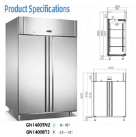Nouveau réfrigérateur commercial vertical à deux portes en acier inoxydable moderne pour restaurant
