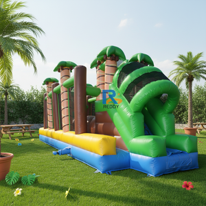 <span class=keywords><strong>Parcours</strong></span> d'obstacles gonflable interactif Jungle Tree avec ballon rebondissant pour équipe, jeu gonflable Wipeout avec toboggan - Product Image 1