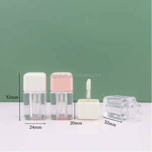 Bán buôn rõ ràng ngắn bao bì mỹ phẩm New Mini vuông trong suốt Lip Gloss container rỗng màu hồng Lip Gloss ống 4ml tùy chỉnh - Product Image 2