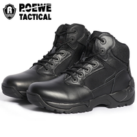 Chaussures de chasse en plein air Chaussures de randonnée anti-éclaboussures pour hommes Bottes légères en cuir à talon moyen Bottes tactiques en cuir de vache de montagne