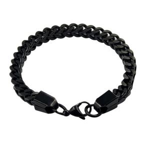 Pulseiras masculinas, braceletes masculinos de aço inoxidável banhado a preto par, acessórios de joias de hip hop - Product Image 1