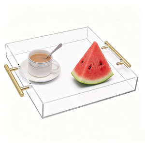 Premium Clear Acrylic Rectangle <b>Vanity</b> Tray Handles For Daily Home Storage And Serving - Product Image 1
