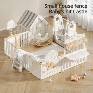 <span class=keywords><strong>Parc</strong></span> de jeux <span class=keywords><strong>pliable</strong></span> pour enfants d'intérieur, enclos de sécurité en plastique pour bébés avec toboggan et balançoire - Product Image 2