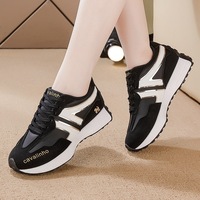 Chaussures pour femmes grandes tailles, nouvelles baskets en cuir respirantes, style coréen, semelle épaisse, décontractées, plateforme souple, chaussures de course, chaussures de papa