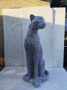 Design creativo fatto a mano di buona qualità grande modello a grandezza naturale specchio in vetroresina mosaico <span class=keywords><strong>pantera</strong></span> statua Disco Buddha scultura - Product Image 3