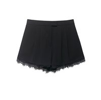 Shorts mini décontractés pour femmes, 2 coloris, fermeture éclair, bordure en dentelle, couleur unie, mode été