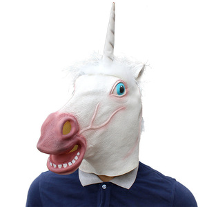 Masque d'Halloween en latex réaliste et élastique à pression, motifs tête de cheval, chien, âne rieur, style Gangnam, pour cosplay du zodiaque et fête Ma Jun - Product Image 4