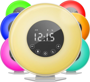 Réveil numérique LED <span class=keywords><strong>avec</strong></span> 6 couleurs interchangeables et <span class=keywords><strong>radio</strong></span> FM pour chambres à coucher, sons naturels multiples pour les dormeurs profondément endormis - Product Image 1