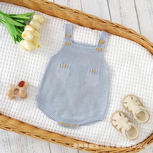 Design personnalisé de haute qualité en coton doux d'été sans manches combinaisons barboteuses décontracté nouveau-né bébé vêtements tricotés pour bébé filles - Product Image 4