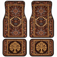 Tapis de sol de voiture imperméables en nylon/acrylique, antidérapants et rembourrés, 4 pièces, imprimé floral persan rétro bohème, personnalisables en gros, adaptés aux animaux domestiques