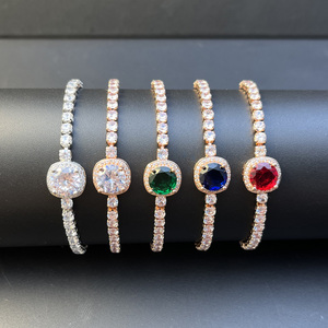 Bracciali di lusso a <span class=keywords><strong>mano</strong></span> placcato <span class=keywords><strong>oro</strong></span> multicolore zircone regolabile catena da Tennis braccialetto gioielli moda coreana per le donne - Product Image 2