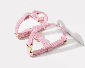 Conjunto hecho a mano, nombre personalizado de pana Rosa grabado, suave con portador de bolsa de caca, correa de collar de perro elegante - Product Image 4