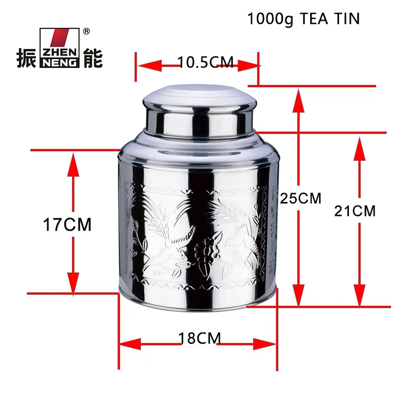 1000g Alta Qualidade De Aço Inoxidável Selado Vasilha Jar Recipiente De Armazenamento De Alimentos Tea Tin Com Tampa Dupla