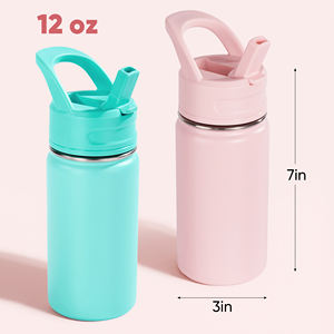 Botella de Agua Aislada para Niños de 12 oz con Tapa de Paja, Botella de Vacío de Acero Inoxidable 304, Mantiene el Frío 24H y el Calor 12H, para Niños Pequeños, Escuela y Viajes - Product Image 6