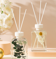 200ml personnalisé Mini diffuseur d'arôme fleur bâtons de rotin huile essentielle bouteille en verre ensemble de luxe