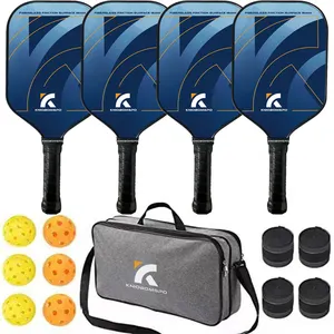 Customized Designed USAPA Smooth Graphite Pickleball Paddle Set Of 4 Packleball Rackets And 6 Packle Ball