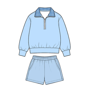 Conjuntos de Ropa para Niños, Última Moda, Color Sólido, Algodón a Cuadros, Top de Manga Larga para Niñas, Conjunto de Pantalones Cortos - Product Image 4