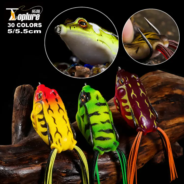 TOPLURE Frog 5cm 9g 5.5cm 12g Top Water Bionic Soft Frog Fishing Lure Silicone Artificial Simulate Frog Bait in River and Lake