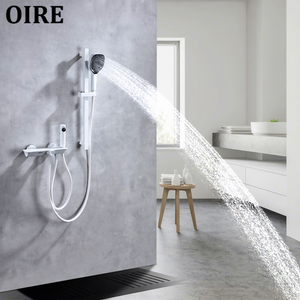 Mitigeur de <span class=keywords><strong>douche</strong></span> haute pression chaud et froid avec pistolet pulvérisateur coulissant mural en cuivre pour salle de bain - Product Image 1