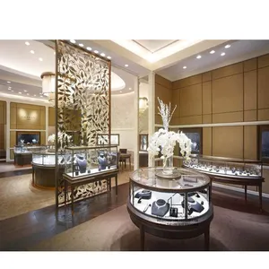 Modern Showcase Custom High End Luxus Schmuck Vitrine Innen architektur runde Glas vitrine