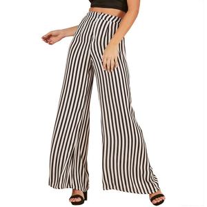 Pantalones de pierna ancha de rayas negras para mujer al por mayor - Product Image 1
