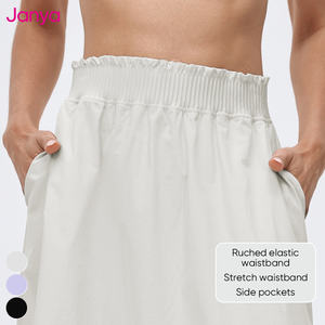 Janya Jupe de tennis unie pour femme, en tissu extensible, à taille froncée, mi-longue, décontractée, légère, pour le sport - Product Image 3