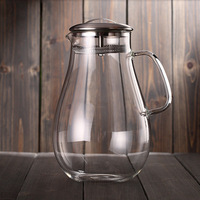 Bouilloire d'eau froide domestique Pot de jus en verre résistant à la chaleur à haute température Pot à eau transparent de grande capacité anti-déflagrant