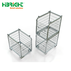 Cage de stockage en acier robuste et portable, pliable, conteneur à roulettes pour la logistique, sécurité d'entrepôt, empilable, emboîtable, cage en treillis métallique - Product Image 6