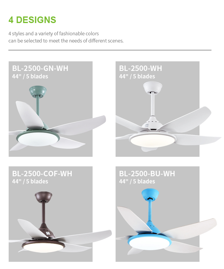 Breeze.Lux New listing decorative ceiling fan lights nature wind 5 blades remote control ceiling fan