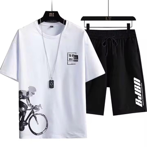 Completo Sportivo Estivo da Uomo 2 Pezzi, T-Shirt e <span class=keywords><strong>Pantaloncini</strong></span> Casual Sottili Stampati, Abbigliamento Sportivo da Uomo - Product Image 4