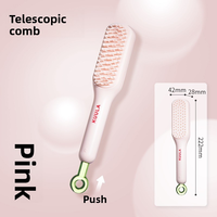 Brosse à cheveux auto-nettoyante portable unique et tendance, peigne rétractable à dents pour un usage domestique, boîte à dents rétractable pour démêler les cheveux