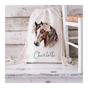 <span class=keywords><strong>Sac</strong></span> à <span class=keywords><strong>dos</strong></span> de gymnastique à motif de cheval personnalisable pour enfants Nom personnalisé PE Nursery Summer/Winter/ Spring School Swim Backpack - Product Image 1