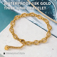 Bracelet à fermoir à bascule géométrique tendance - Plaqué or 18 carats, acier inoxydable, étanche, chaîne faite à la main