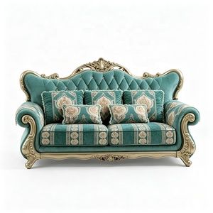 Set di Divani Sezionali di Lusso in Stile Francese, 1 2 3 Posti, Arredamento per Villa, <span class=keywords><strong>Legno</strong></span> Massello Intagliato, Divani Classici Vintage per <span class=keywords><strong>Soggiorno</strong></span> - Product Image 4