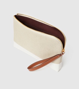 Pochette per Trucchi Personalizzata in Tessuto Resistente all'Acqua, Spaziosa, in Lino con Cinghia in PU, Beauty Case per Conservazione, Viaggi e Uso Quotidiano - Product Image 4