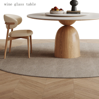 Runder Tisch Cream Style Haushalt mit Plattenspieler Italienischer minimalisti scher Designer Massivholz Light Rock Plate Esstisch