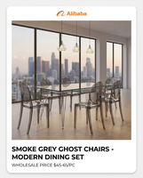 Chaises Ghost en plastique transparent au design moderne, empilables, pour hôtel, école, salle à manger, salon, usage commercial