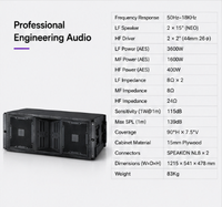 Système de haut-parleurs de concert audio professionnel stéréo avec deux subwoofers passifs de 18 pouces 8 ohms 1600W RMS 23Hz basses profondes