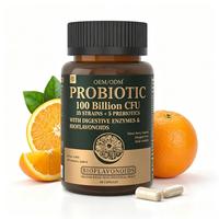 Capsules de probiotiques, prébiotiques, enzymes digestives, bioflavonoïdes d'agrumes, santé intestinale, complément végétarien, OEM
