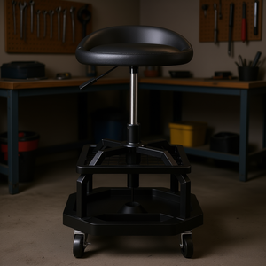 Tabouret d'atelier roulant à hauteur réglable, capacité de 300 lb, rangement d'outils de garage, siège en plastique avec repose-hanches - Product Image 2