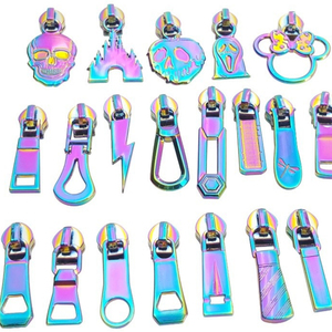 Nhà Sản Xuất Cầu Vồng Dây Kéo Thanh Trượt Kéo Quyến Rũ Cho Túi Xách Giày Mạ Thanh Trượt Dây Kéo Cầu Vồng <span class=keywords><strong>Colour</strong></span> Không Khóa Kim Loại Thanh Trượt Puller - Product Image 2