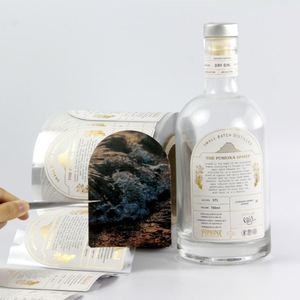 Customized Rolled Double-sied Vodka Label With Hot-Stamping Gold <b>Embossing</b> Label - Product Image 3