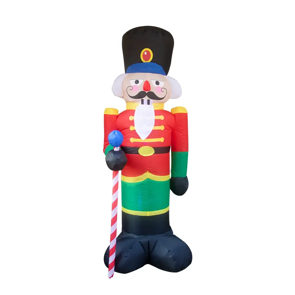 8 Foot Christmas Inflatable Nutcracker Soldier Outdoor Decorations, Light Up Inflatable Santa Claus Soldier with 3 LED Lights