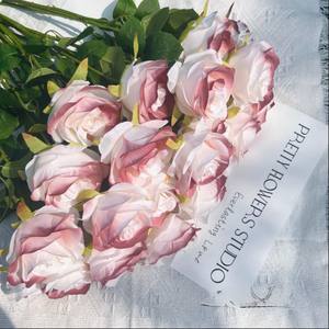 Élégant Artificiel Broyé Glace Bleu DIY Photo Prop Haut Appel Visuel Real Touch Blanc Artificielle Rose Fleurs - Product Image 3