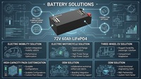 Batterie LiFePO4 haute capacité 72V 60Ah, boîtier métallique, pack de batteries de stockage d'énergie pour voiturettes de golf, véhicules électriques et applications personnalisées